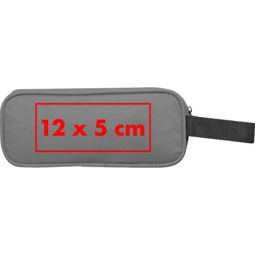 Grå RPET penalhus med lynlås og bærestrop.