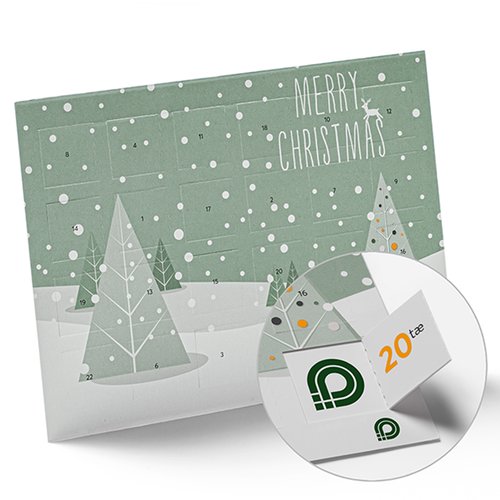 Papir adventskalender med perforerede låger.