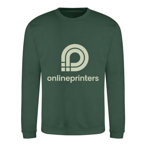 Grn stof sweatshirt, unisex model med lange rmer.