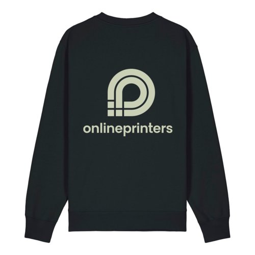 Sort unisex sweatshirt i kologisk bomuld med rund hals.