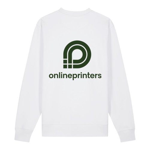 Hvid unisex sweatshirt af kologisk bomuld med rund hals.