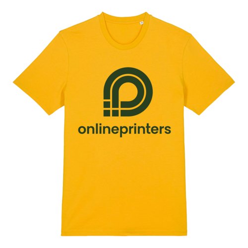 Gul kologisk bomulds t-shirt med korte rmer.