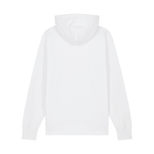Hvid unisex hoodie i kologisk bomuld med htte.