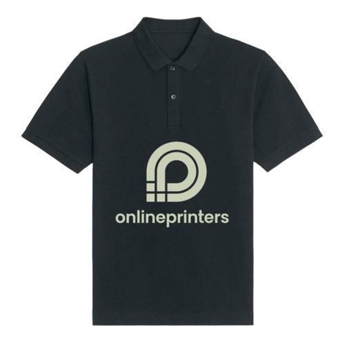 Mrk bomulds polo shirt i unisex snit med knapstolpe.