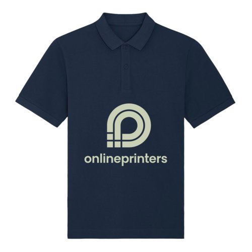 Marinebl kologisk bomulds polo shirt med kort knaplukning.