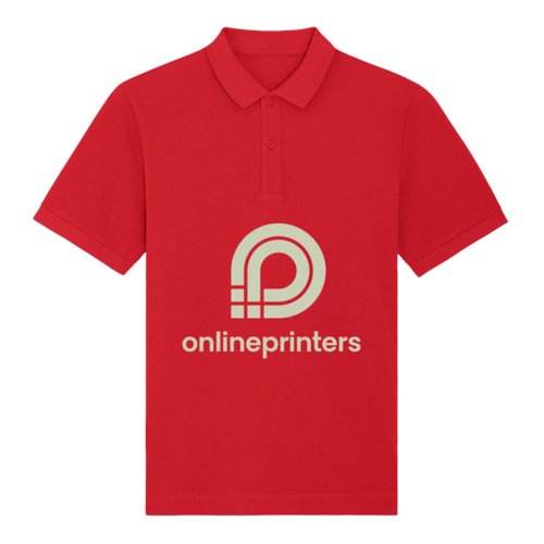 Rd poloshirt i kologisk bomuld med kort knaplukning.