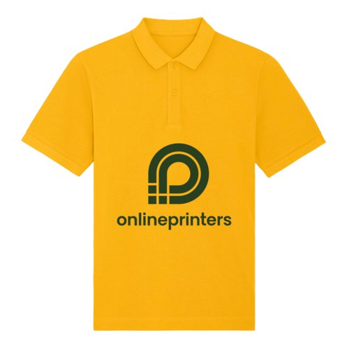 Gul kologisk bomulds polo shirt med kort knapliste.