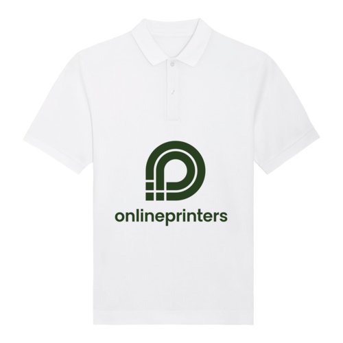 Hvid polo shirt i kologisk bomuld med korte rmer og knaplukning.