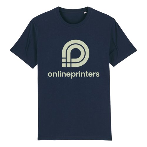 Navybl kologisk bomulds T-shirt, unisex-pasform, med korte rmer.