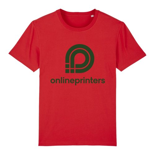 Rd kologisk bomulds-T-shirt med korte rmer.