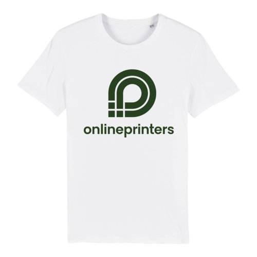 Hvid kologisk bomulds-T-shirt med korte rmer og rund hals, unisex-pasform.