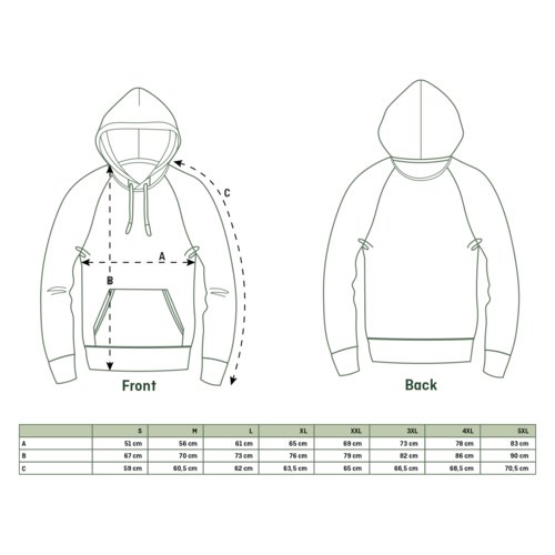 Unisex hoodie i stof med htte og kngurulomme.
