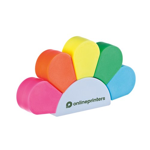 Multifarvet highlighter blomst med fem highlighters.