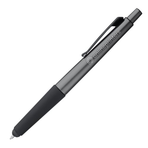 Gr metal kuglepen med touch funktion og klip.