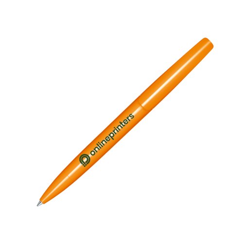 Orange plastikkuglepen med drejemekanisme.