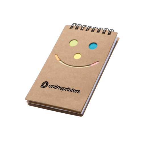 Marsala notesblok med spiralbinding og sticky notes.