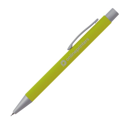 blegrn trykblyant med clip og stift.