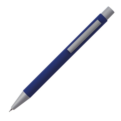 Bl trykblyant med klips og stift.