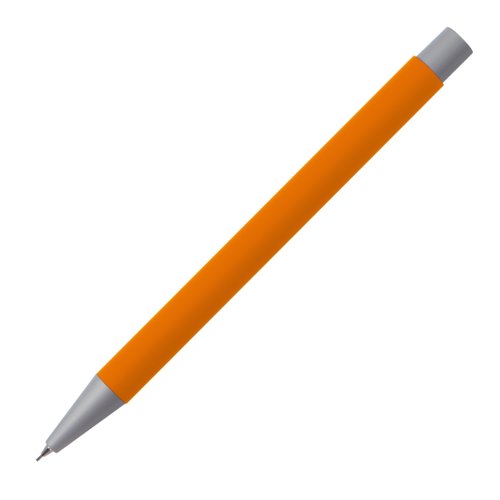 Orange trykblyant med metalkomponenter.