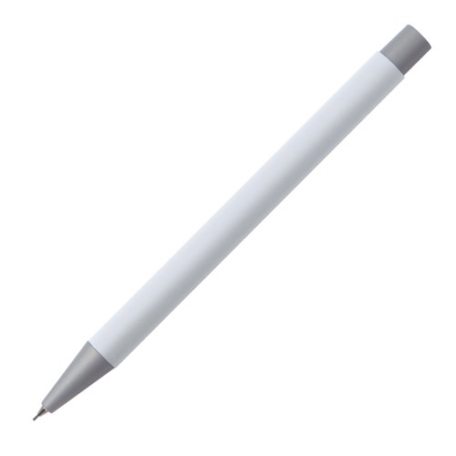 Hvid trykblyant med stift og trykmekanisme.