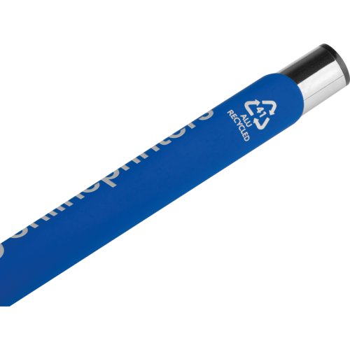 Bl gelpen med metalelementer og mnster.
