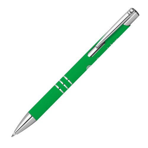 Grn gelpen med metalelementer og clip.