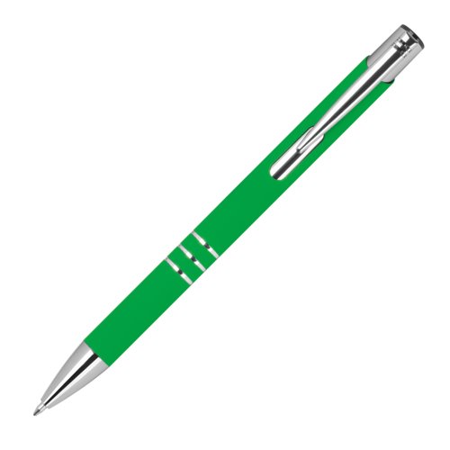 Grn gelpen med klips og trykknap.