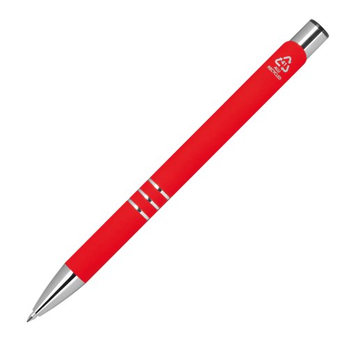 Rd gelpen med metalelementer og trykmekanisme.