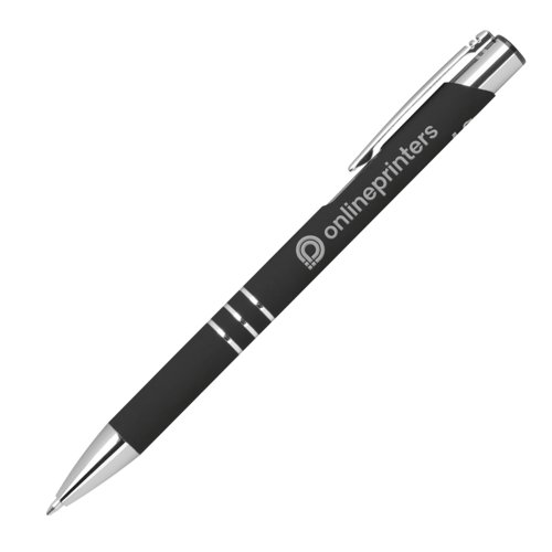Sort gelpen med metalelementer og klip.