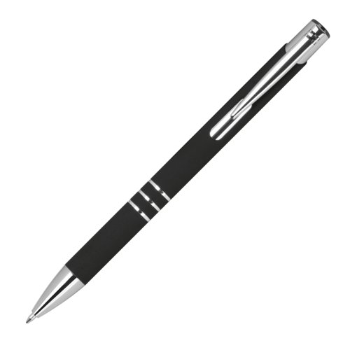 Sort gelpen med clip og trykmekanisme.