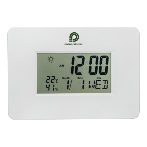 Hvidt vgur med digitalt display.