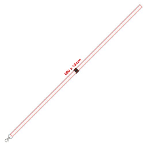 Lyst polyester lanyard med karabinhage.