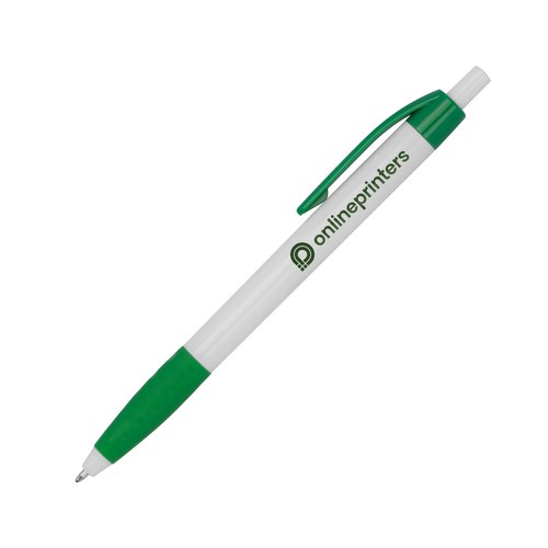 Plastikkuglepen med klips og trykknap.