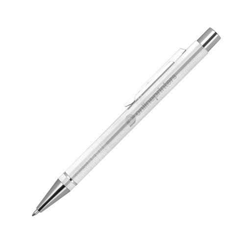 Hvid gelpen med klips og trykmekanisme.