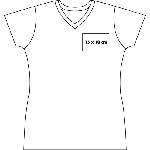 Hvid bomulds T-shirt med V-hals til damer.