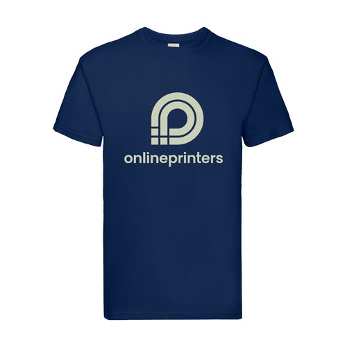 Navy bl bomulds T-shirt til mnd med korte rmer.