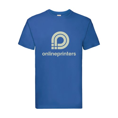 Royal bl bomulds T-shirt til mnd med korte rmer.