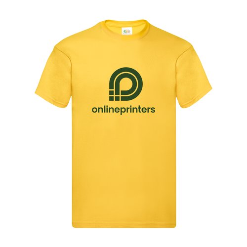 Gul bomulds T-shirt til mnd med korte rmer.