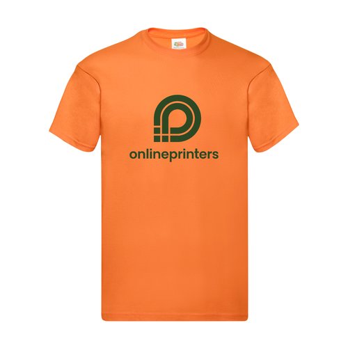 Orange bomulds T-shirt til mnd med korte rmer og rund hals.