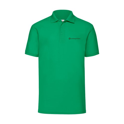 Grn Piqu polo shirt med kort knaplukning og ribkrave.