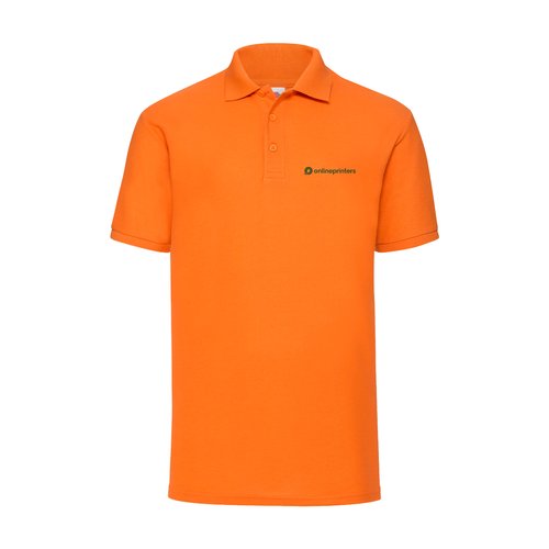 Orange piqutrje i polyester-bomuldsblanding med kort knapstolpe.