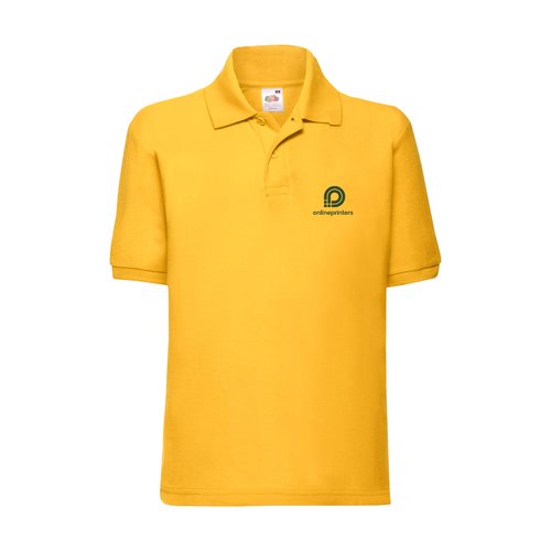 Gul pique polo shirt i polyester og bomuld til brn.