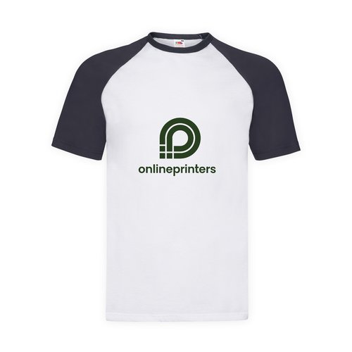 Hvid/navy bomulds-T-shirt med korte raglanrmer til mnd.