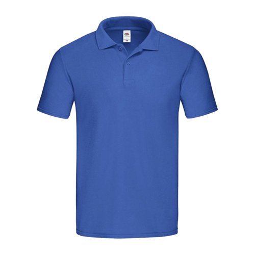 Kongebl bomuldspoloshirt til mnd med kort knapstolpe.