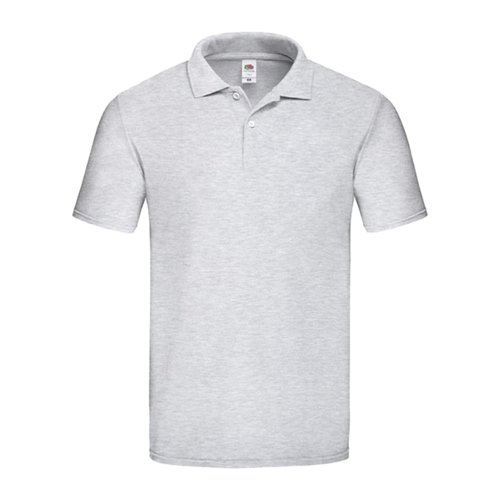 Grmeleret bomuldspoloshirt med kort knapliste.