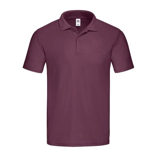 Burgunderfarvet bomuldspoloshirt til mnd med kort knapstolpe.