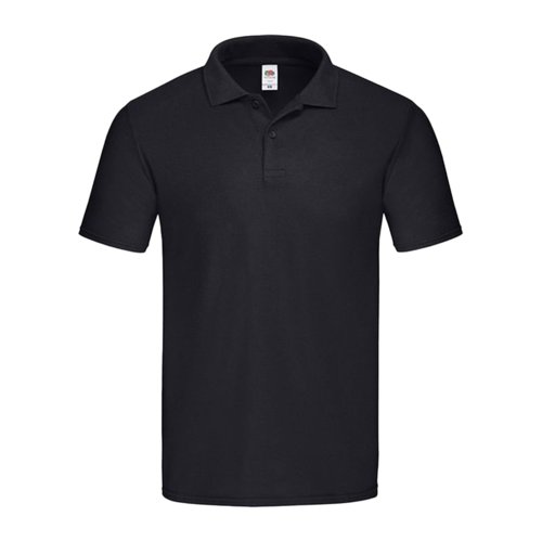 Sort poloshirt i bomuld med kort knaplukning.