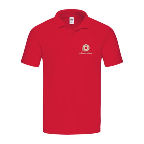 Rd bomuldspoloshirt til mnd med korte rmer.