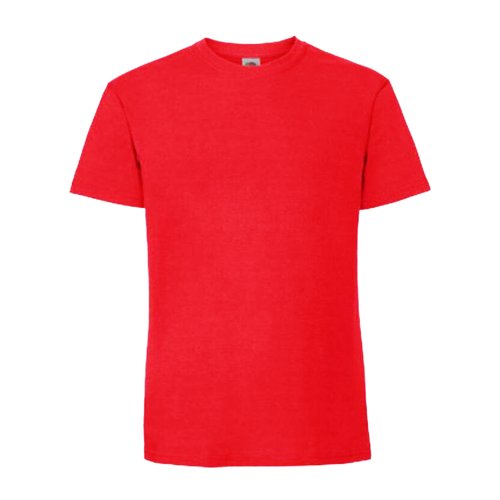 Rd bomulds T-shirt med korte rmer og rund hals.
