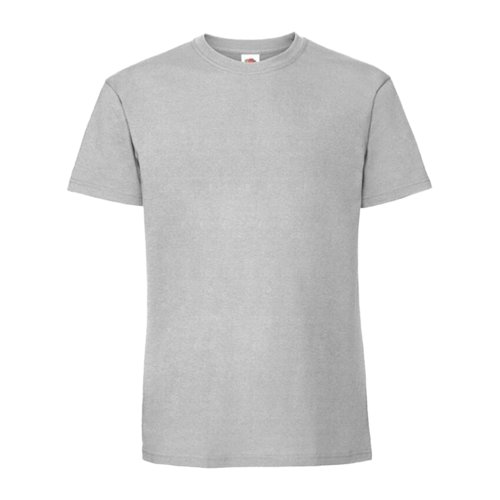 Gr bomulds-T-shirt med korte rmer og rund hals.